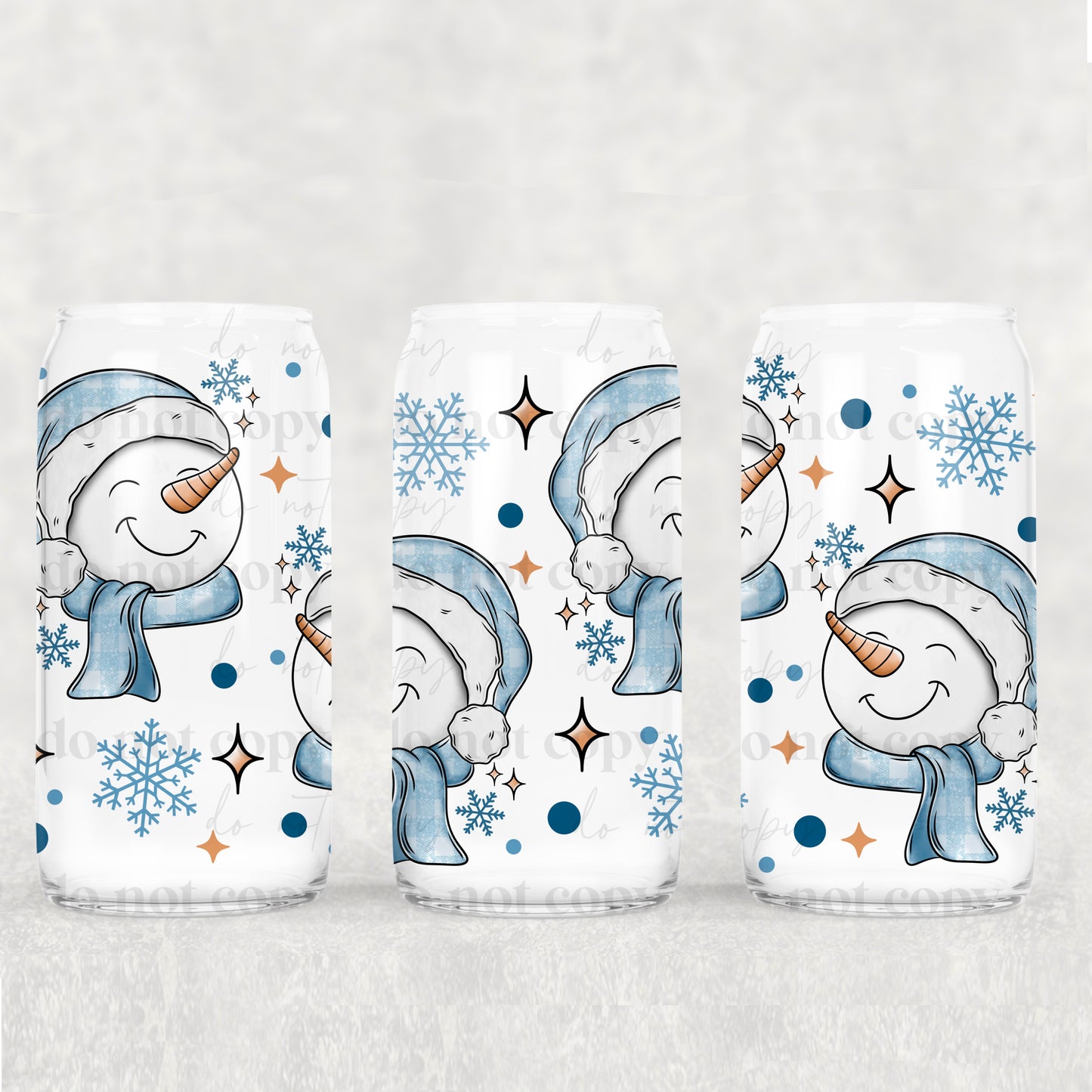 Blue Snowmen | 16oz UVDTF wrap (POD)