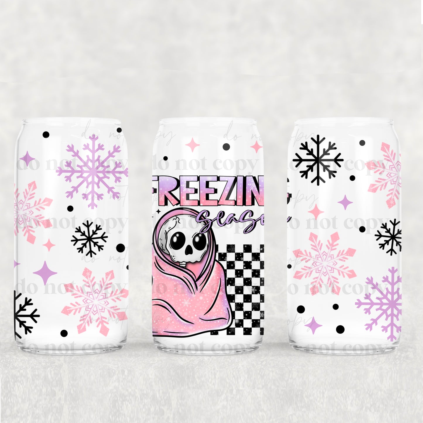 Freezing Season Skellie black accents | 16oz UVDTF wrap (POD)