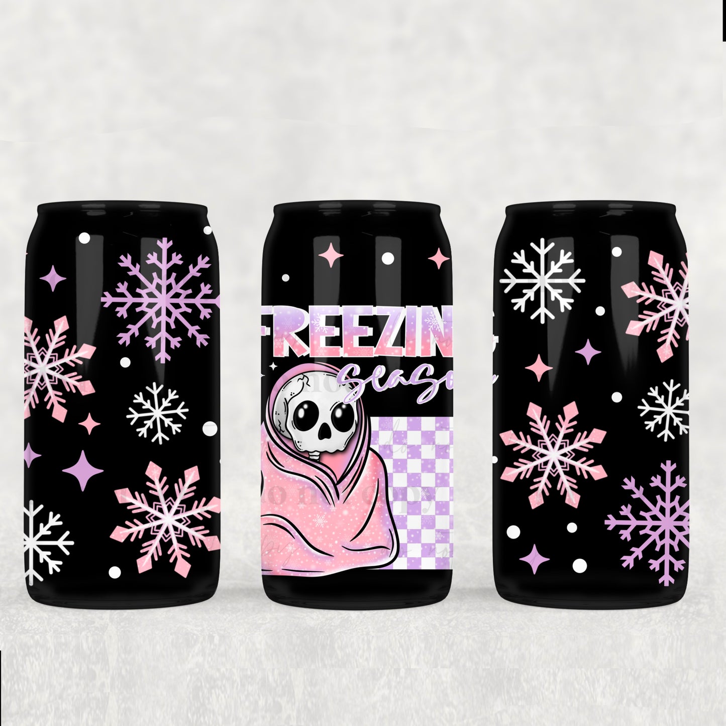 Freezing Season Skellie white accents | 16oz UVDTF wrap (POD)