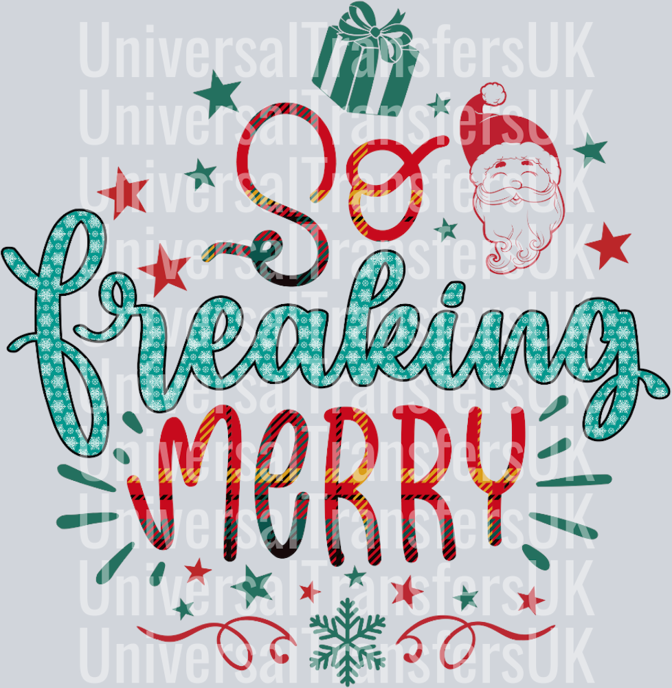 So freaking merry red tartan text