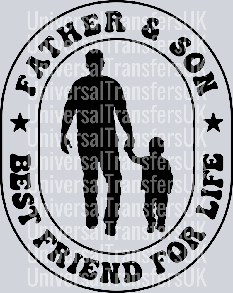 Father and Son Best Friend for Life Pill Shape with Adult Child Holding Hands Silhoette