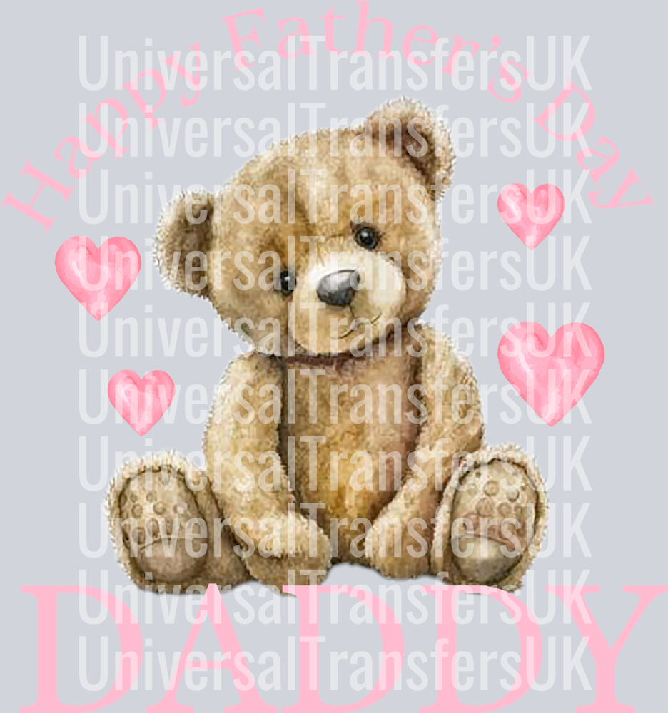 Happy Fathers Day Daddy Pink Arch Text and Hearts