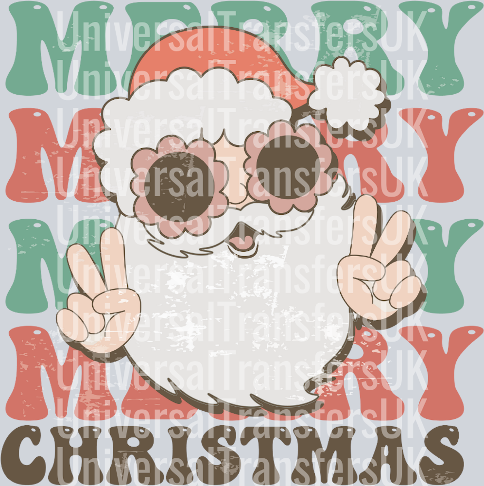 Groovy Retro glasses Santa peace signs
