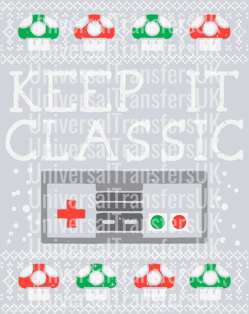 Keep it Classic Christmas Nintendo NES Gamepad Controller with Red and Green Mushrooms