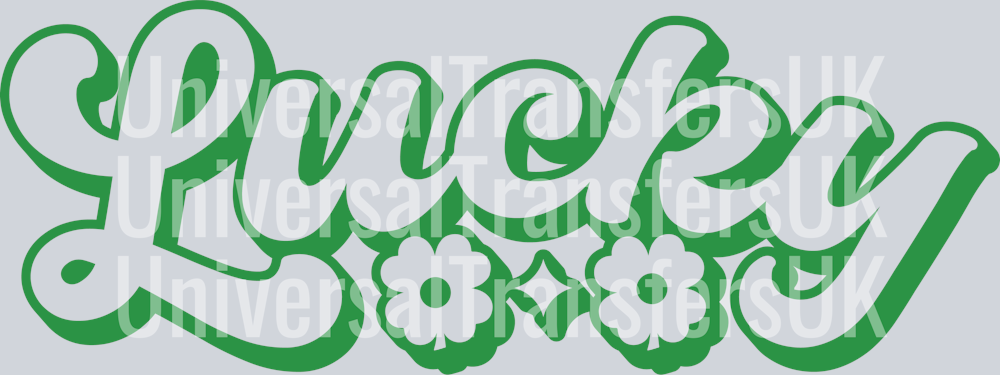 Bubble Outline Text Lucky in Dark Green