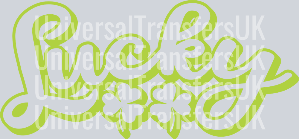 Bubble Outline Text Lucky in Light Green