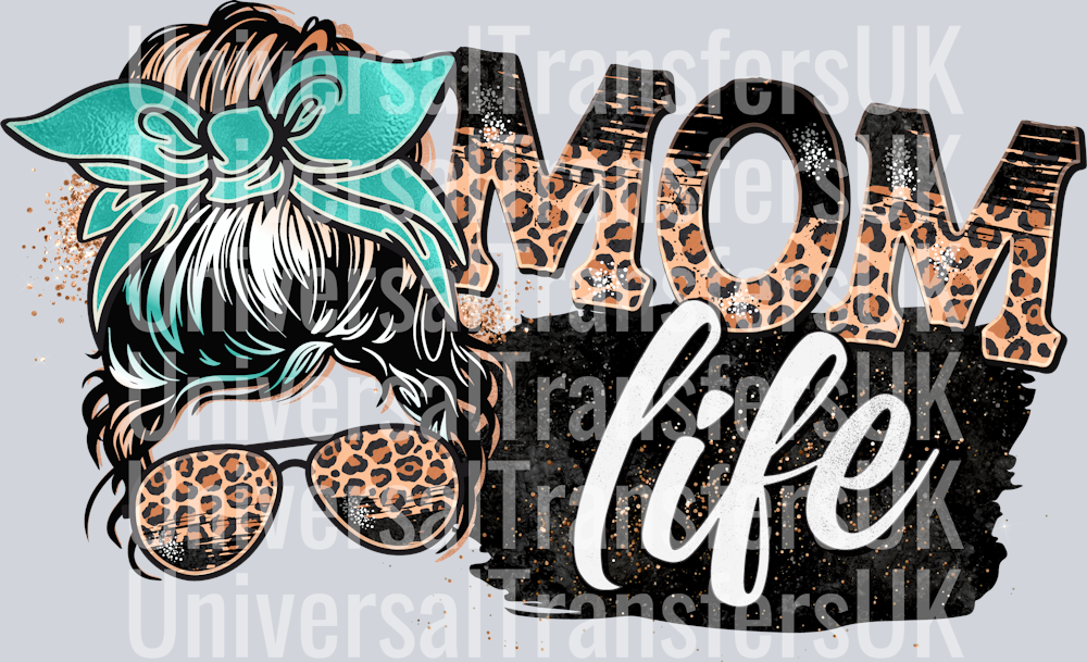 Mom life teal bow messy bun