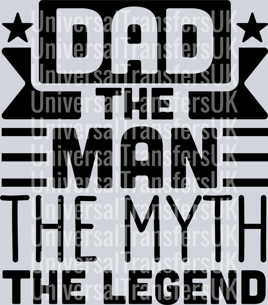 DAD The Man The Myth The Legend Top Banner Stars Stripes all Black