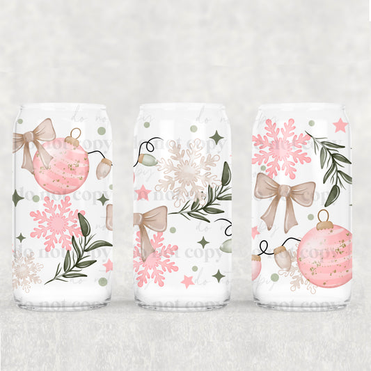 Bows, Snowflakes & Pink Baubles | 16oz UVDTF wrap (POD)