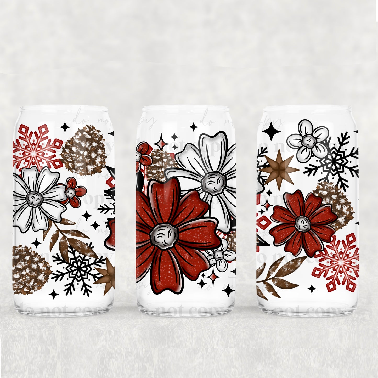 Christmas Florals | 16oz UVDTF wrap (POD)