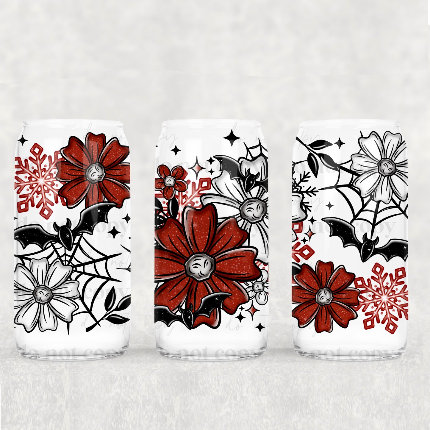 Bat Christmas Florals | 16oz UVDTF wrap (POD)