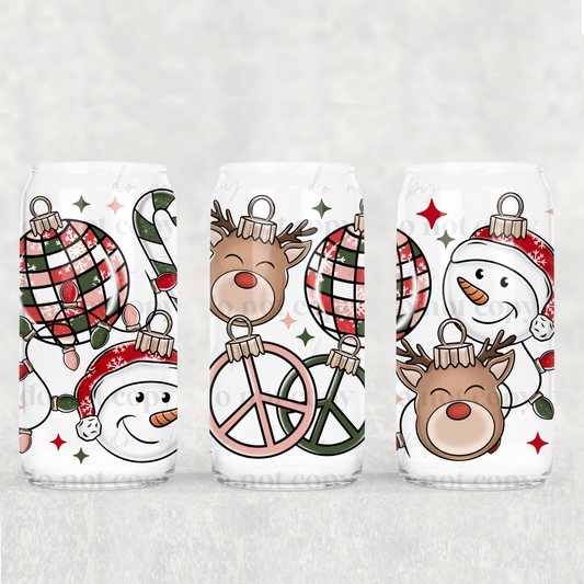 Retro Christmas Reindeer & Snowman | 16oz UVDTF wrap (POD)