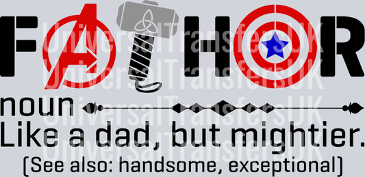 Marvel Avengers faTHOR Grey Hammer Red Shield Black Text