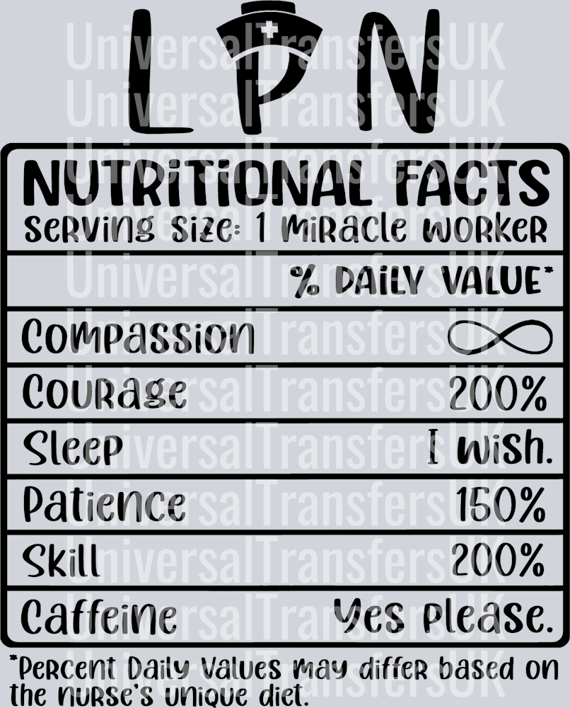 LPN Nutritional Facts Black Text
