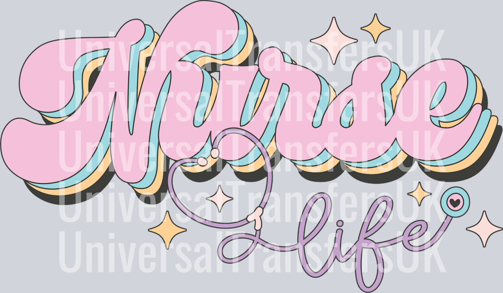 Nurse Life Pink Groovy Text