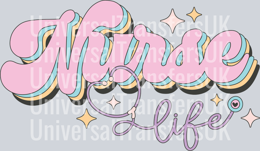 Nurse Life Pink Groovy Text
