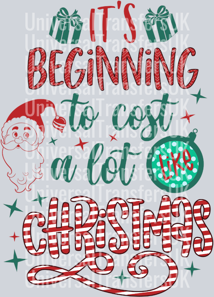 It's beginning to look like Christmas Red Text and Red Santa Head Outline