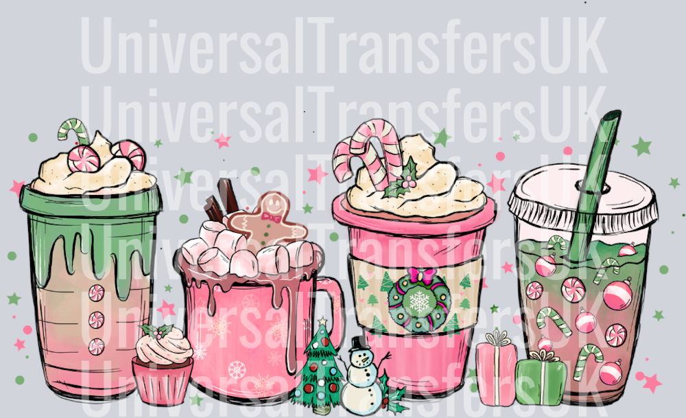 Pink & green christmas cups