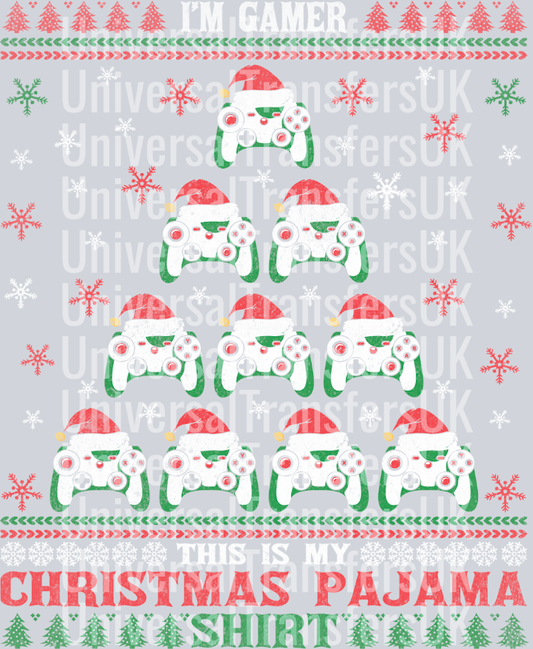 I'm Gamer Christmas Pajama Gamepad Controller Rows with Hats