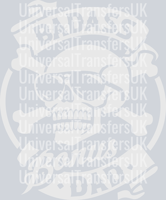 Badass Bonus Dad Skull and Bones Circle Emblem in White