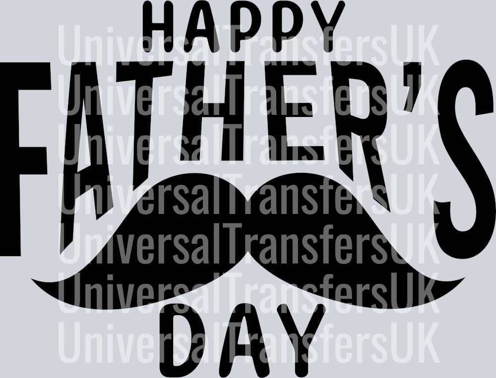 Happy Father's Day Chunky Moustache Black Text#