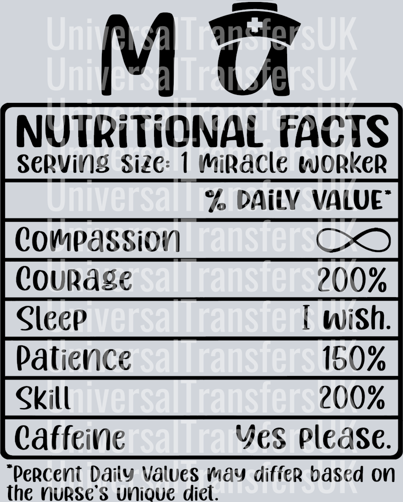 MA Nutritional Facts Black Text