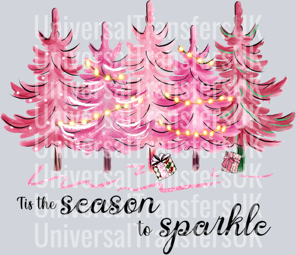 Tis The season to sparkle Pink Christmas Trees with Glowing Lights