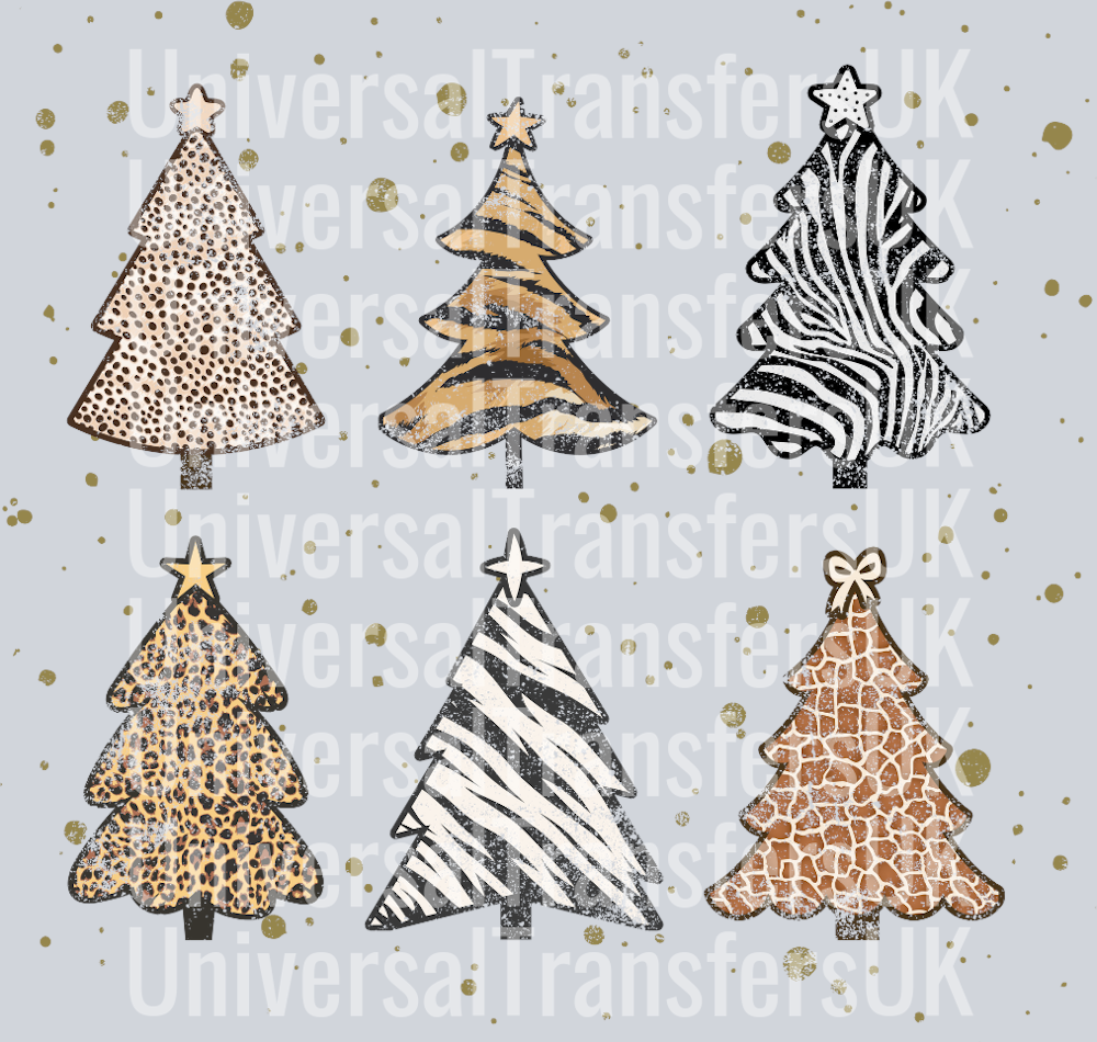 Animal print trees zebra tiger leopard