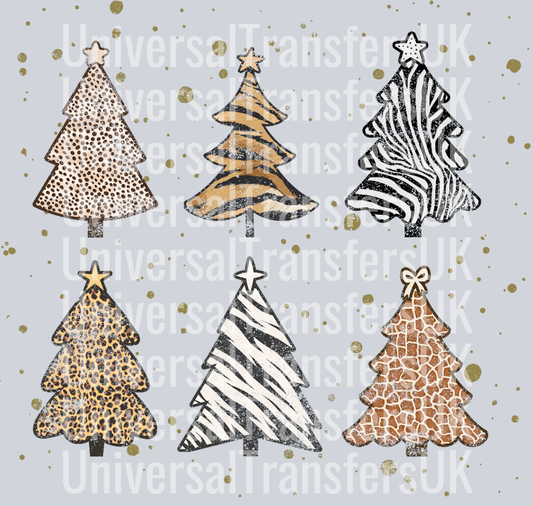 Animal print trees zebra tiger leopard