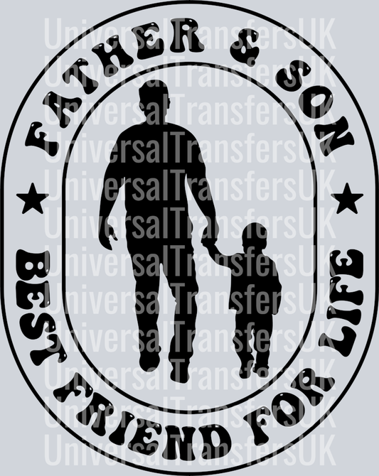 Father and Son Best Friend for Life Pill Shape with Adult Child Holding Hands Silhoette