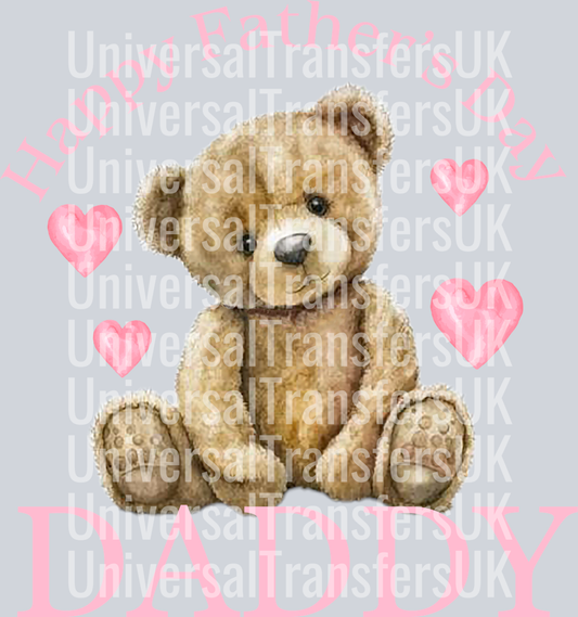 Happy Fathers Day Daddy Pink Arch Text and Hearts