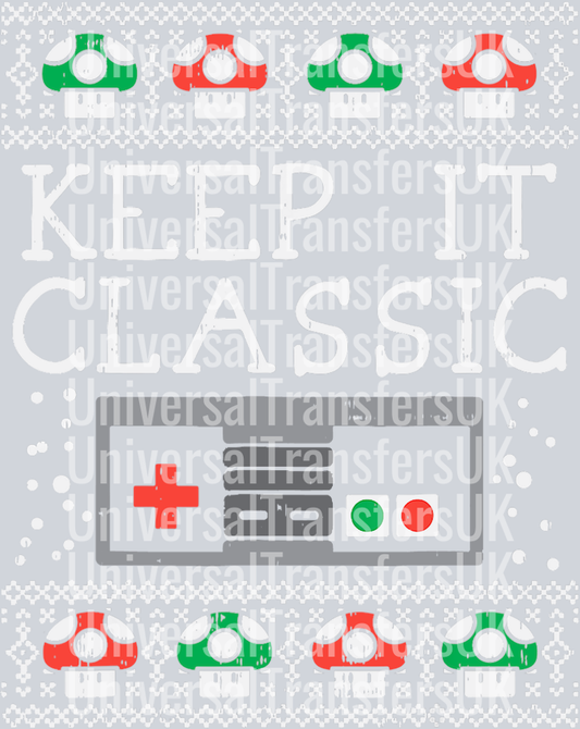 Keep it Classic Christmas Nintendo NES Gamepad Controller with Red and Green Mushrooms