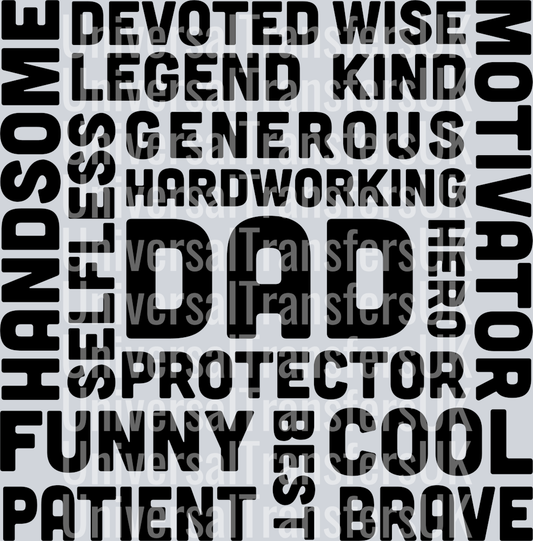 Dad Qualities in square shape all black