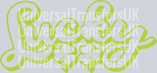 Bubble Outline Text Lucky in Light Green