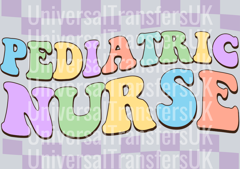 Groovy Text Multicolour Pediatric Nurse with Checker Pattern