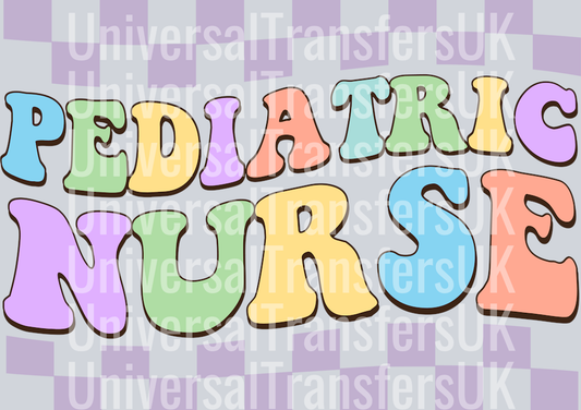 Groovy Text Multicolour Pediatric Nurse with Checker Pattern