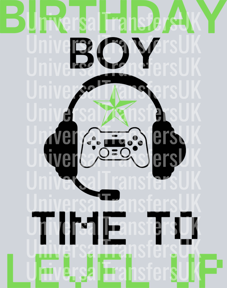 Birthday Boy Time to Level Up black text