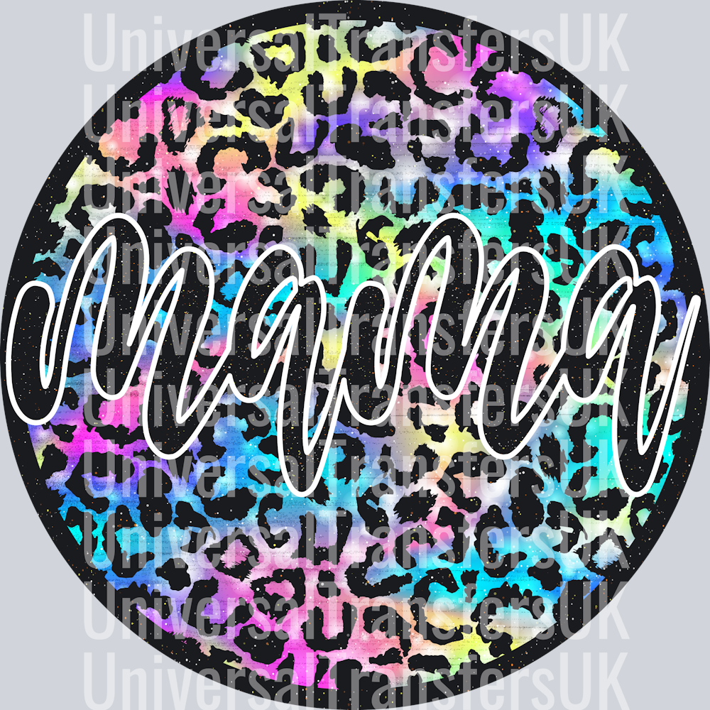 mama circle rainbow leopard print