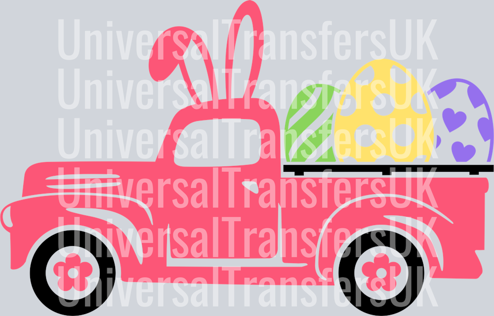 Happy Easter Pink Truck with Eggs
