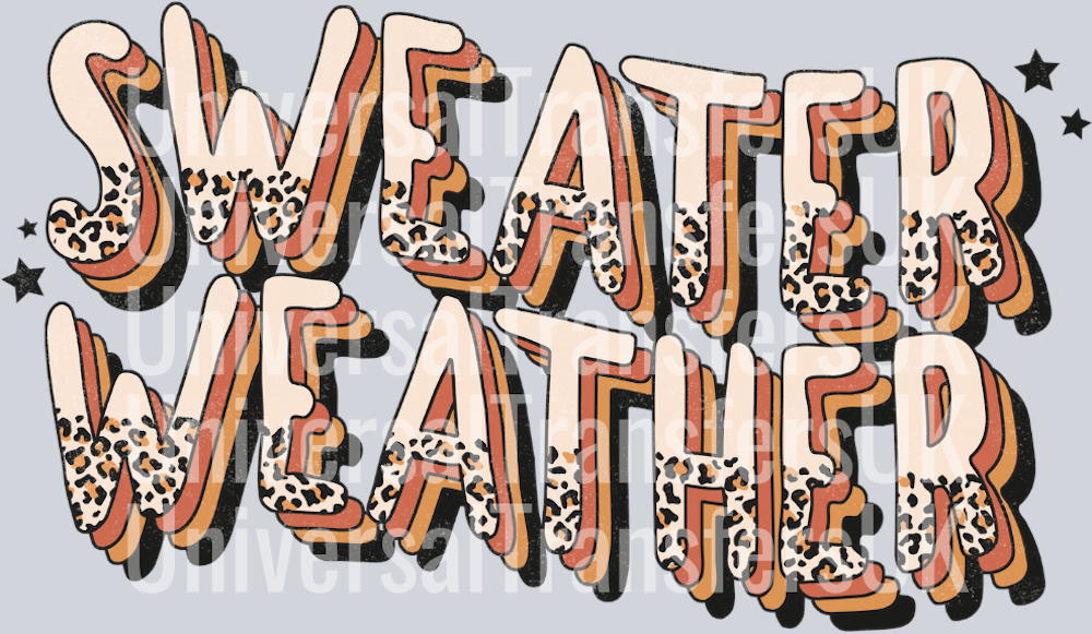 Sweater weather Leopard Print Text