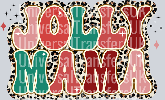 Jolly mama leopard print red green pink text