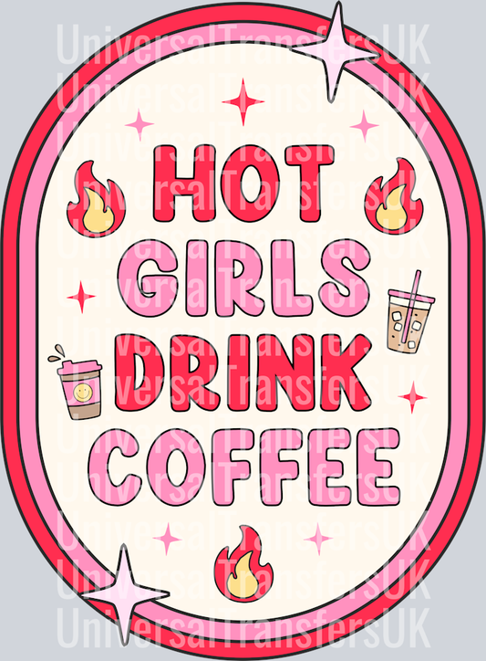 Hot girls drink coffee