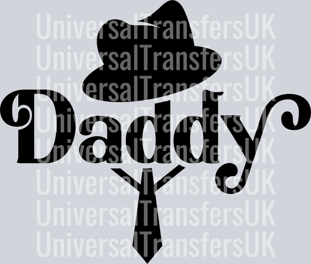 Daddy with Hat and Tie Combo Black Text