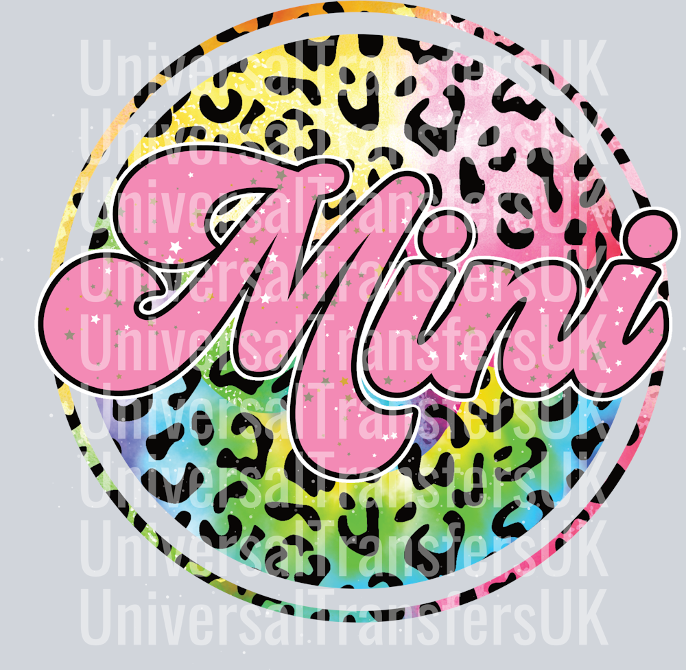 mini bright rainbow leopard print