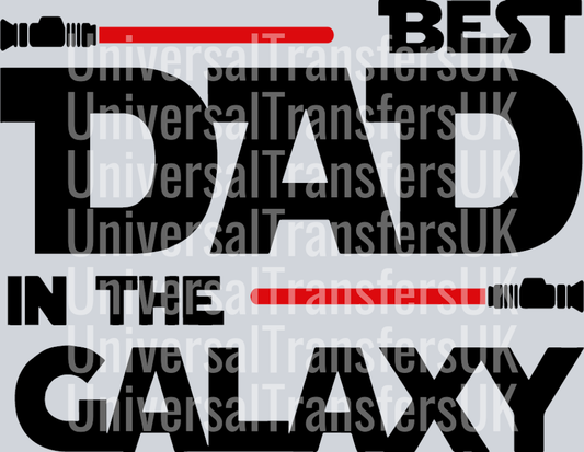 Best Dad in the Galaxy Black Text Red Light Sabres