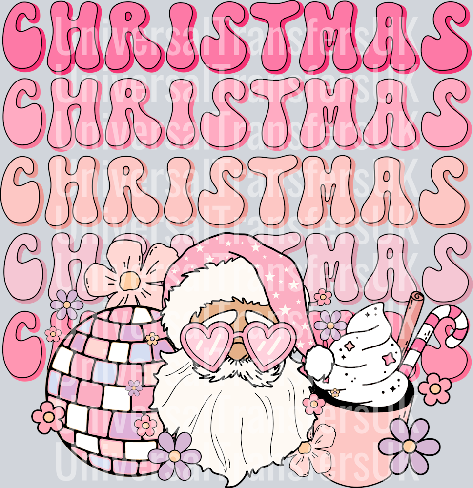 Groovy santa pink Christmas disco ball glasses hot chocolate
