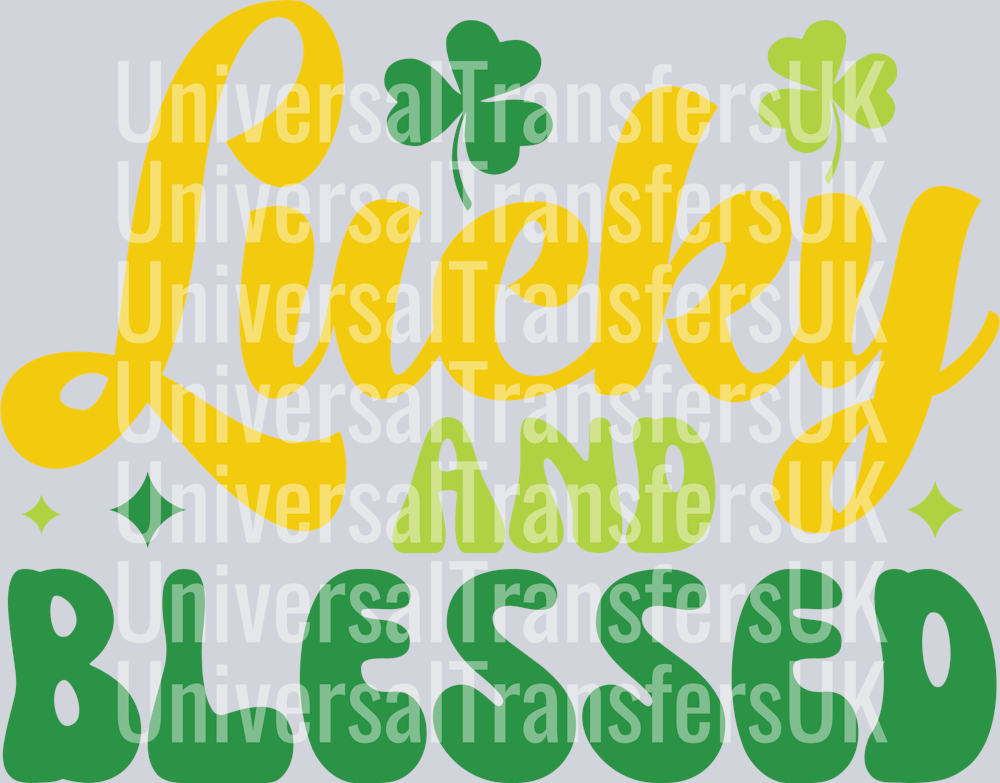 Lucky and Blessed Light and Dark Green with Two Clovers