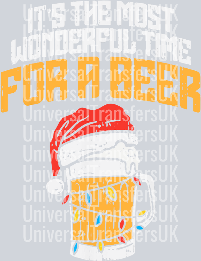 Wonderful time for a beer green glass with santa hat