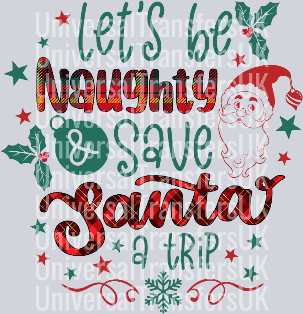 Let’s be naughty Tartan Print Text