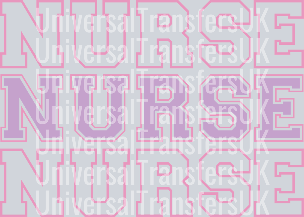 Nurse Pink Outline and Filled Text Three Rows